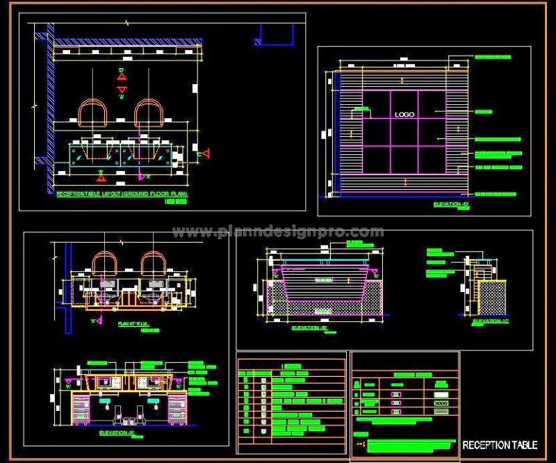 Modern Reception Desk with Backdrop in AutoCAD DWG